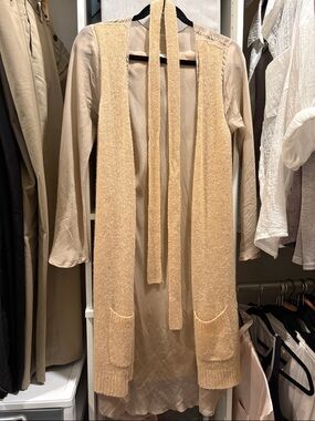 Dries Van Noten beige cashmere and silk long cardigan sweater